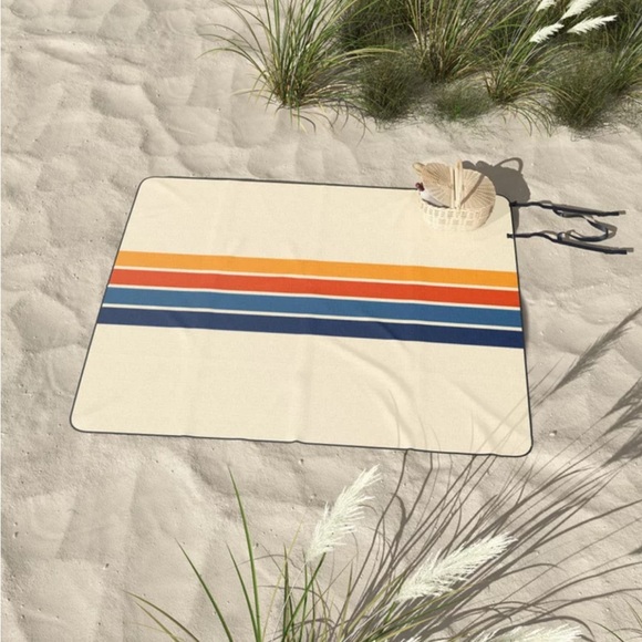 Society6 Classic Retro Stripes by AlphaOmega Canvas Reusable Picnic Blanket - Picture 3 of 3